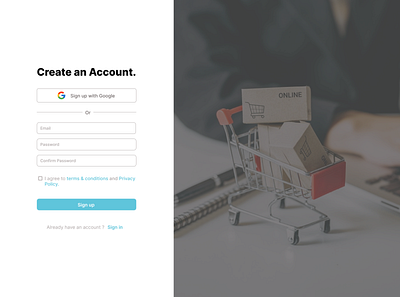 Create an Account for E-commerce website dailyui design e commer e commerce figma login online shopping sign up ui ux website