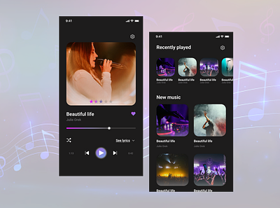 Music player app app branding daily challenge daily ui challenge dailyui design figma illustration music music app music player ui ux