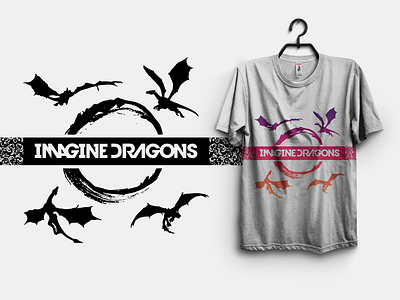 Imagine Dragons T-shirt artwork design dragon dragons graphic illustrator imagination mockup typography vector