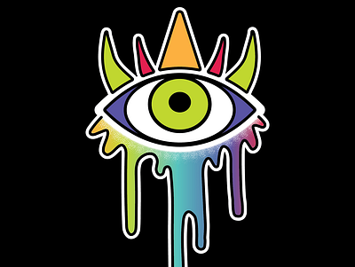 DrippingEye sticker colorful drip dripping eye horned illustration