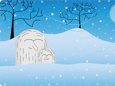 Yeti Warmth 2021 blue challenge cozy illustration love sky snow snowman trees warmth white winter yeti