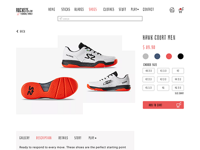 Rockets sports market floorball minimal online store ui ux