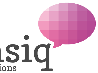 Colour variation and typography logo pink slab serif speech bubble typography