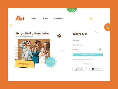 Daily UI Challenge - Signup dailyuichallenge design fashion fashion sustainability graphic design illustration logo memphis retro ui