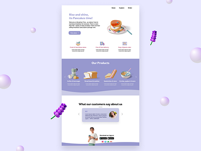 Daily UI Challenge - Landing Page 3d dailyuichallenge design flat design food delivery graphic design illustration minimal design trends ui