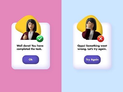 Daily UI Challenge - Flash Card clay morphism cute design dailyuichallenge design failure card flashcard success card ui