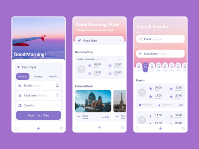 Airline Travel app - UI design