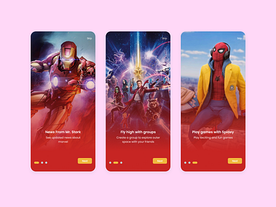 Marvel App Splash Screen app design flat marvel minimal mobile simpleui splashscreen ui uidesign uiux uiuxdesign uiuxdesigner ux uxdesign