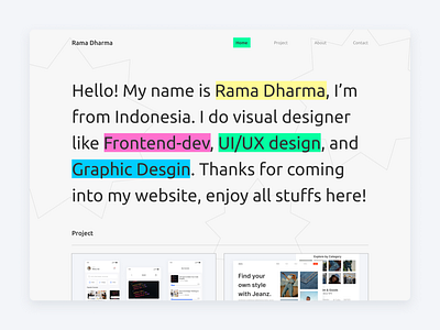 Rama Dharma Portofolio Website - Hero section