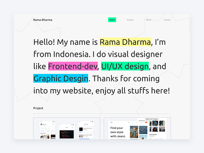 Rama Dharma Portofolio Website - Hero section design herosection portofoliowebsite simpleui ui uidesign uihero uiherosection uiportofolio uiportofoliowebsite uiux uiuxdesign uiuxdesigner uiuxhero uiuxportofolio uiuxwebsite uiwebsite webdesign websitedesign