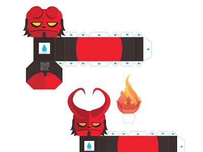 Hellboy Papertoy Head illustration minimal vector