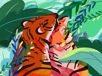 Tiger love animals branding character design draw graphic illustration illustrator love nature tiger ui