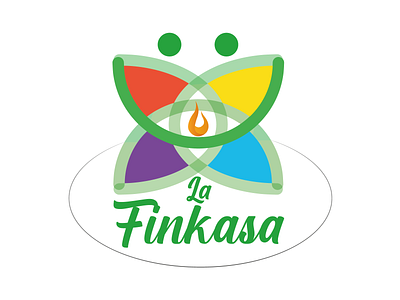 La Finkasa co living fire friendship happiness ikigai logo nature share vector