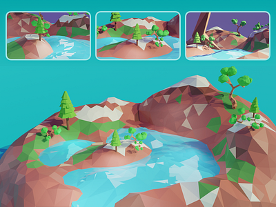 Low Ploy 3d blender low poly lowpoly reflection render tree ui water