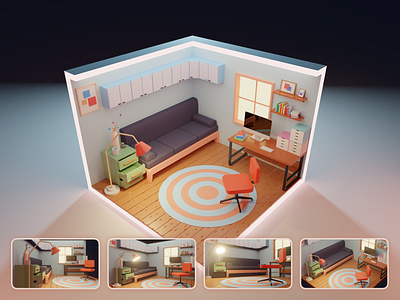 Living Room 3d blender illustraion interface livingroom low poly lowpoly render room