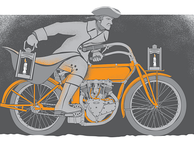 Paul Revere's Ride boston candle colonial flying merkel gig poster lantern motorcycle paul revere screen print