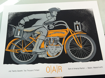 O.A.R. Boston Gig Poster 18x24 boston concert gig poster illustration lantern motorcycle music o.a.r. of a revolution paul revere screen print