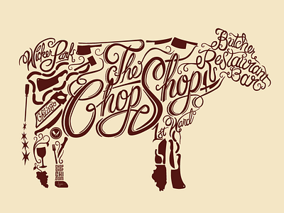 final vector butcher cow illustration knives meat pencil typography