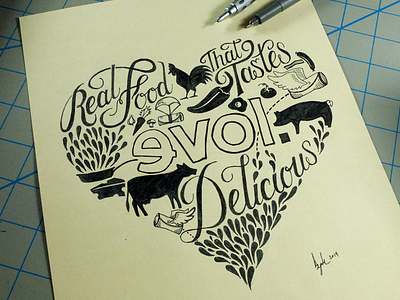 Real Food That Tastes Delicious delicious design evol food illustration lettering pen and ink typography