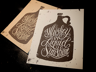 Whiskey Is Liquid Sunshine Print bourbon hand lettering screenprint script typography whiskey