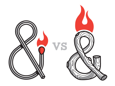 Flaming Ampersand Revised ampersand fire flame illustration matchstick typography