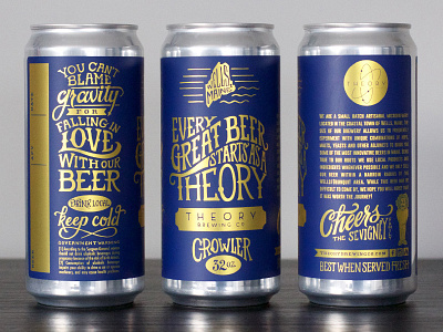 Theory Brewing Co Crowler Label beer crowler design hand lettering theory brewing type typography