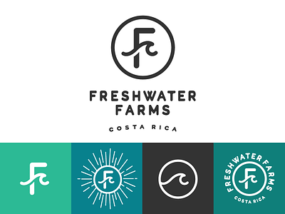 Freshwater Farms Logo brand farm icon identity illustration logo simple stamp starburst type typography wave