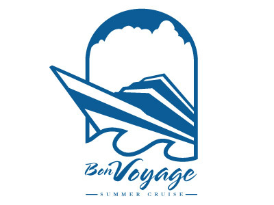 Bon Voyage Summer Cruise Logo blue boat logo typography