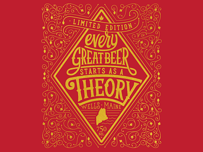 Theory Brewing Label beer design flourish gold hops illustration label lettering limited edition packaging retro typography