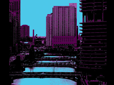 Rivers And Roads 2 art print bridge chicago river screen print vector