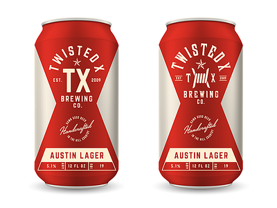 Twisted X Concepts badge beer beer can branding packaging texas type