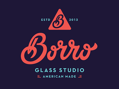 Borro Glass Studio glass hand lettering illustration lockup logo mark type