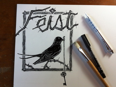 Feist Concert Poster Concept bird concert poster design feist illustration ink scratchboard