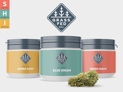 Grass Fed MMJ branding cannabis hybrid identity indica marijuana packaging sativa
