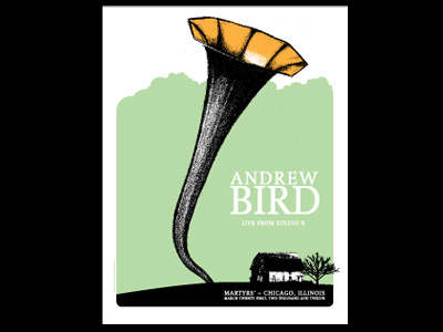 Andrew Bird Poster 93xrt andrew bird concert poster illustration illustrator pencil screenprint typography