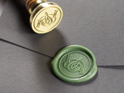 N&N Custom Wax Seal green identity initials invitations logo mark monogram seal stamp typography wax seal wedding