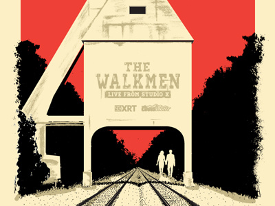 The Walkmen Poster Concept illustration ink railroad silhouette stipple studio x the walkmen tracks trees typography