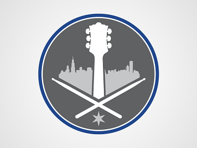 Chicago Performance Stage chicago design drum guitar illustration illustrator logo skyline star