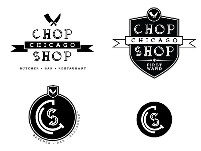 Chop Shop Round Two badge bar butcher chicago chop shop identity logo mark restaurant stamp typography