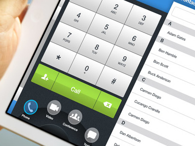 eVoice iPad mobile design ui design user experience voip application