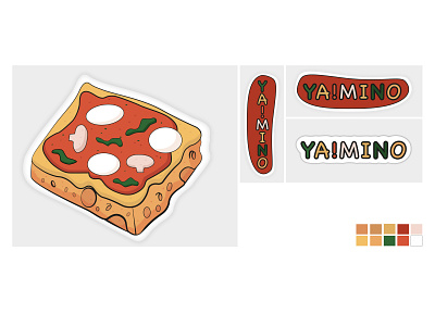 Weekly WarmUp Ya!mino Pizzeria Sticker design dribbbleweeklywarmup graphic design illustration weeklywarmup