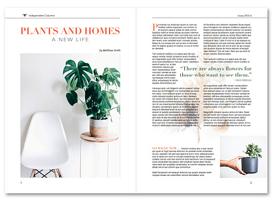 Plants and Homes design graphic design indesign page layout