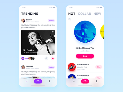 Online singing party app design ios music sing ui ux