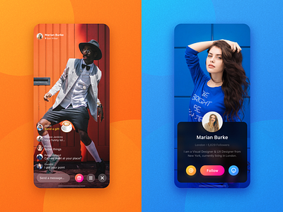 Live Room app dating design interface ios live profile card ui