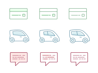 Finance icons car icon credit card talk bubble ask talking