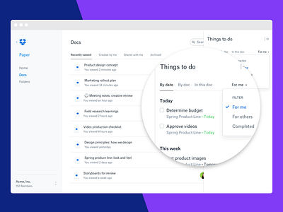 Things To Do design dropbox dropbox paper tasks time management to dos ui ux