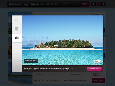 Destination Discovery images light modal overlay tabs