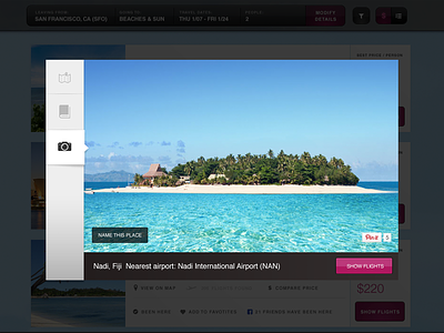 Destination Discovery images light modal overlay tabs