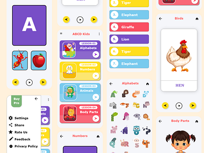 ABCD Kids App UI 123 3d abc abcd animals animation app branding dashboard design education elearning graphic design kids logo ux