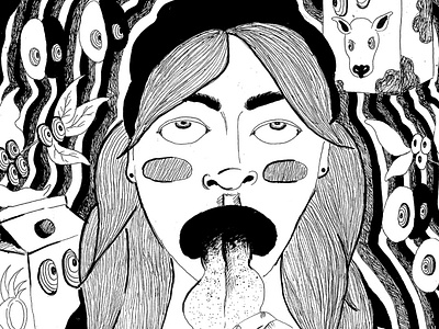 "There's blood in my caffeine system." black and white caffeine coffee coffee bean drugs editorial editorial illustration ink line drawing line drawings milk trippy